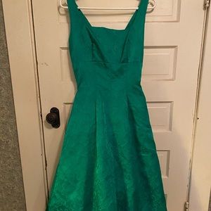Vintage 50s 60s Emerald Green Fit-and-Flare Dress